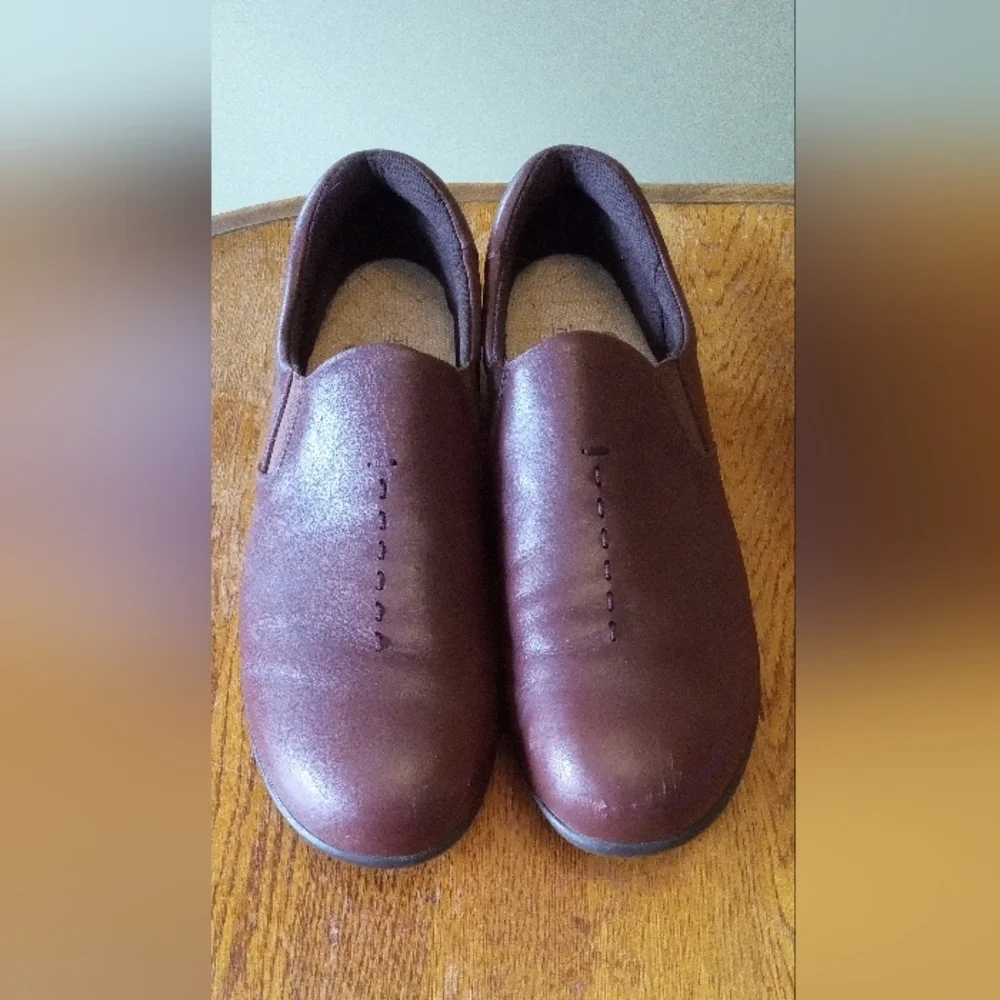 SAS Brown Leather Flats with Perforated Design